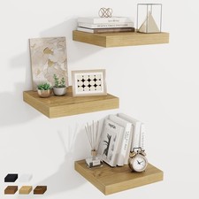 12 Inch Square Floating Shelves 3 Pack - Wall Shelves with Invisible Brackets...