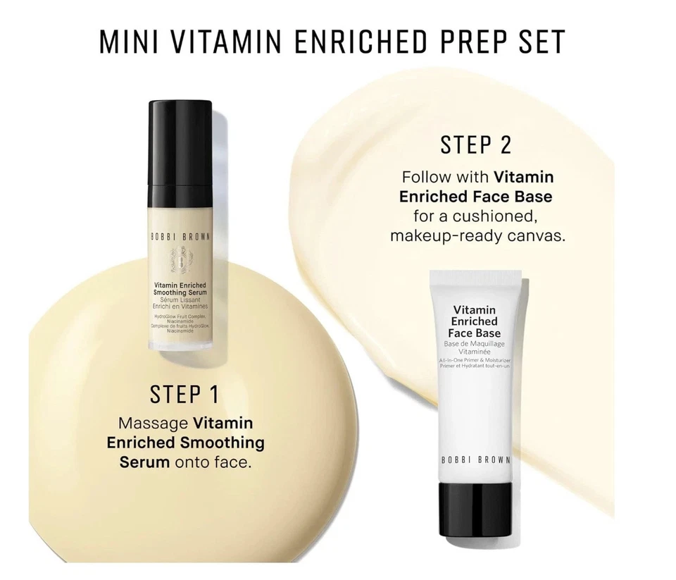 Bobbi 棕色富含维生素套装面部基础保湿底霜 0.5 盎司/精华 0.14 盎司 — 第 2/2 张图片