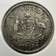 1924 Shilling Coin - almost Very Fine - George V Silver Predecimal