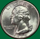 1938-S Washington Quarter Silver Brilliant Uncirculated BU Coin #40536