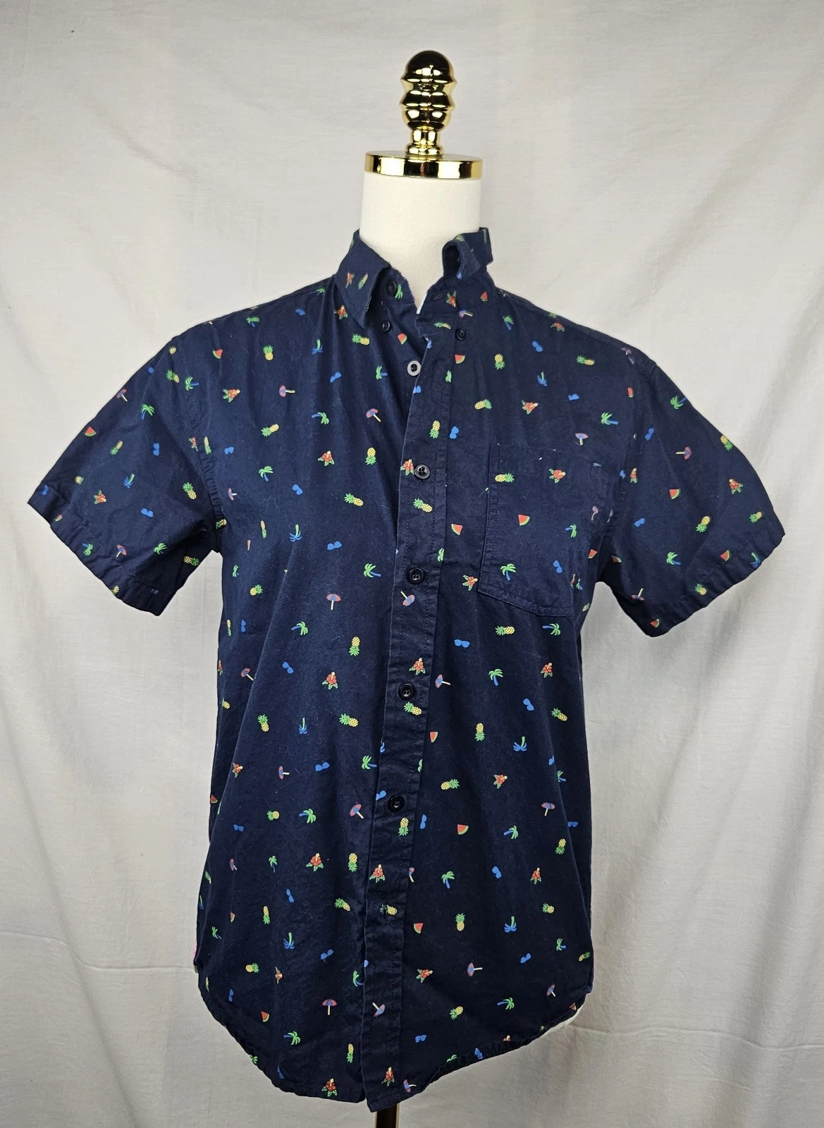 Eighth Avenue Mens Hawaiian Print Button Up Shirt Sz Sm Vacation Summer Resort