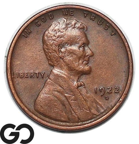 1922-D Lincoln Cent Wheat Penny, Choice AU++