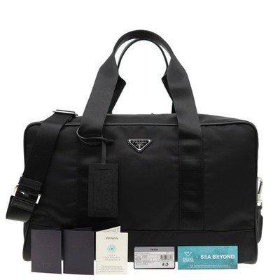 Prada Large Travel Duffle Bag Black Nylon And Saffiano Leather