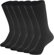 Thin Merino Wool Boot Socks for Men, Warm Black Winter Dress Crew Calf Long Ther