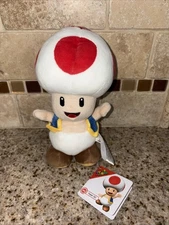 Nintendo Super Mario Bros. Red Toad 8” Plush 2017 Weighted Feet # 3964