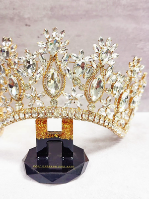 Bridal Headpiece, Gold Crystal Crown, Royal Princess Crown  display picture 3