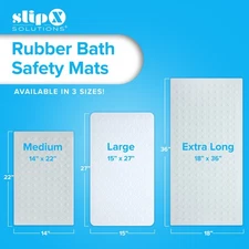 Medium, Large & Extra Long Rubber Bath Safety Mat with Suction Cups for Tubs