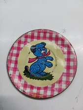 Child's Tin Plate Ohio Art, Red Plaid 1940-50s SHIPS FROM USA