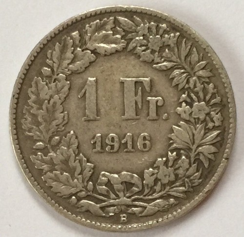 1916 switzerland 1 franc coin