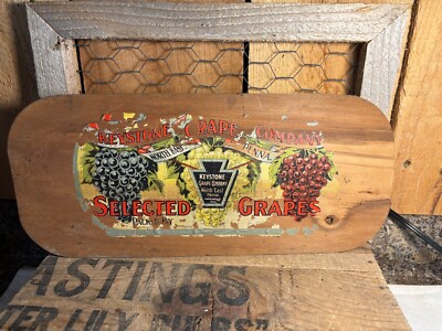 Vintage Keystone Grapes Company Advertising Wood Crate End