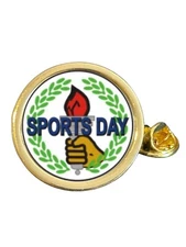 Sports Day Victory Torch Gold Plated Domed Lapel Pin Badge