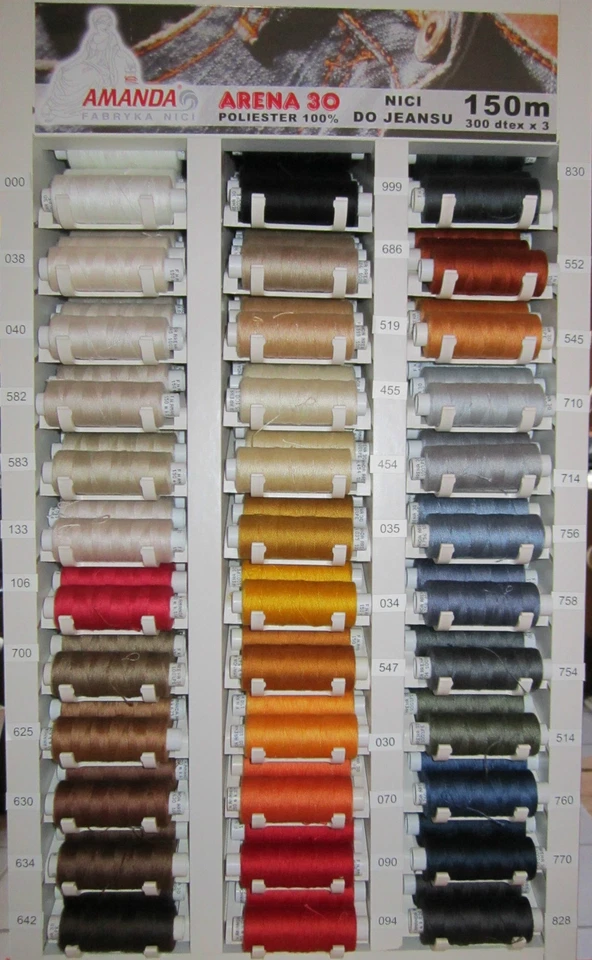 ARENA (0,03€/1m) Ledergarn - Jeansgarn 150 m Marken Nähgarne Stärke 30 Farbauswahl