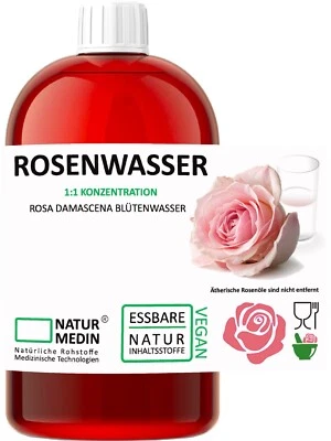 MARKE NATURMEDIN ... NATÜRLICHE ROHSTOFFE MIT MEDIZINISCHEN Rosenwasser 100% Natur für Gesicht in PET 1000ml