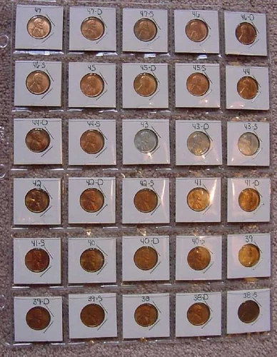 Complete Red choice/gem BU wheat cent set 1938-1947 30 coins! RARE set!