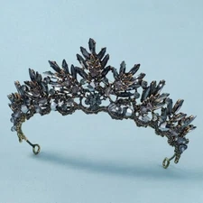 Dark Crown gray purple Vintage Baroque Tiara Dark Goth Queen diadem prom gift