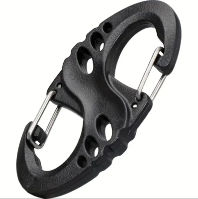 MARKENLOS 56) 1 x S-Karabiner 69 x 29 mm Doppelöffnung schwarz Schlüssel Camping Rucksack