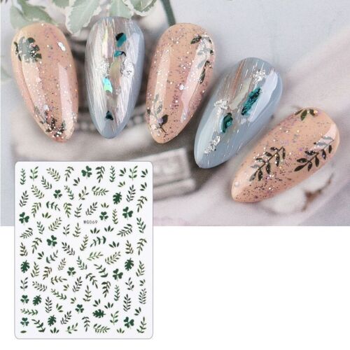 Nail Art Water Decals Stickers Winter Autumn Green Leaf Leaves Fern Clover WG069 - 第 1/2 張圖片