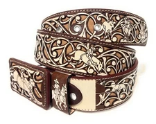 MEN'S WESTERN COWBOY RODEO BELT. CINTO CHARRO LAZER VAQUERO SUERTES CHARRAS