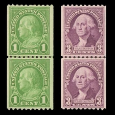 US Sc# 597 Franklin & 722 Washington MINT NH JLP Coil Line Pairs *