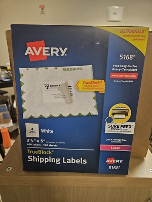 Avery Shipping Labels W/ Trueblock Technology, Laser Printers, 3.5 X 5, White, 4