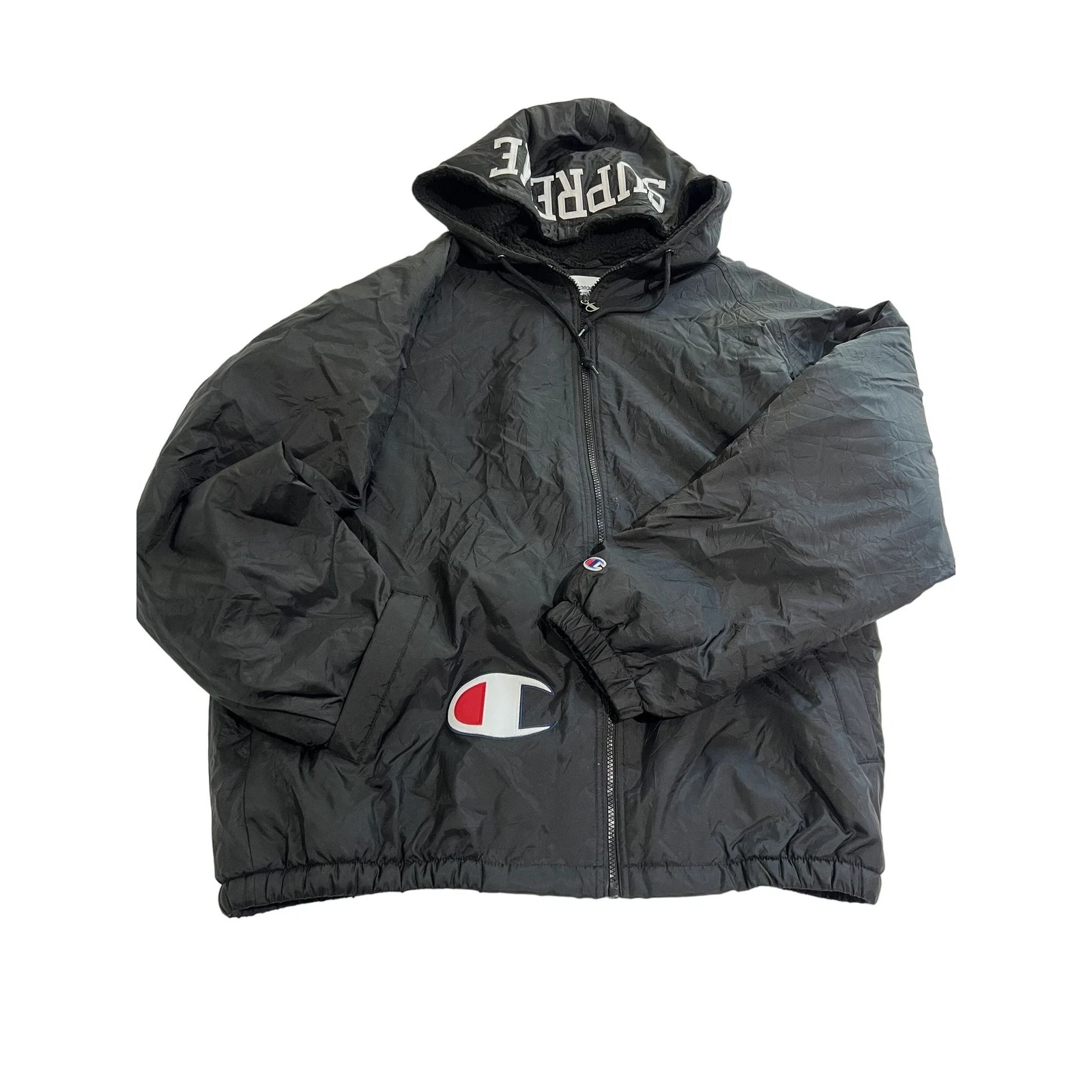 NEUF AVEC ÉTIQUETTE SUPREME x Champion Sherpa veste à capuche doublée en noir