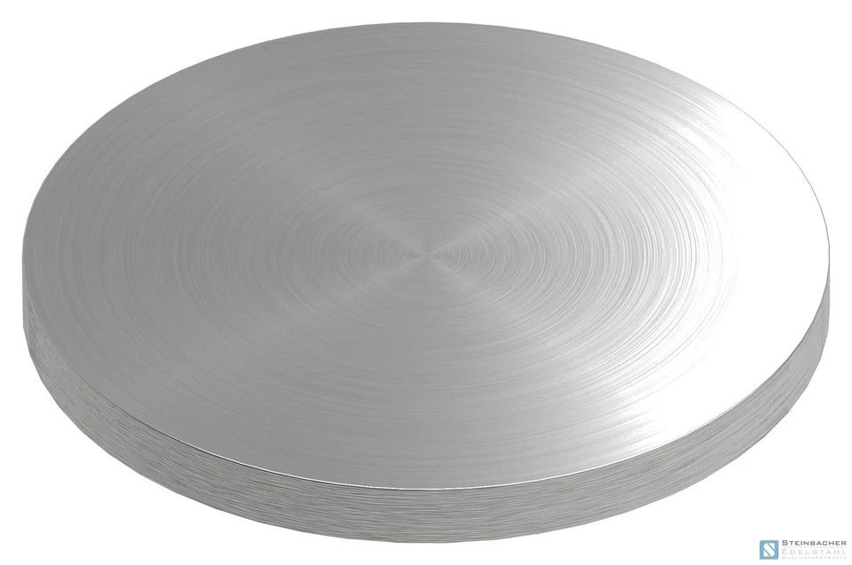 Edelstahl Ronde Ø100x8mm, mit Rundschliff, V2A | STEINBACHER©