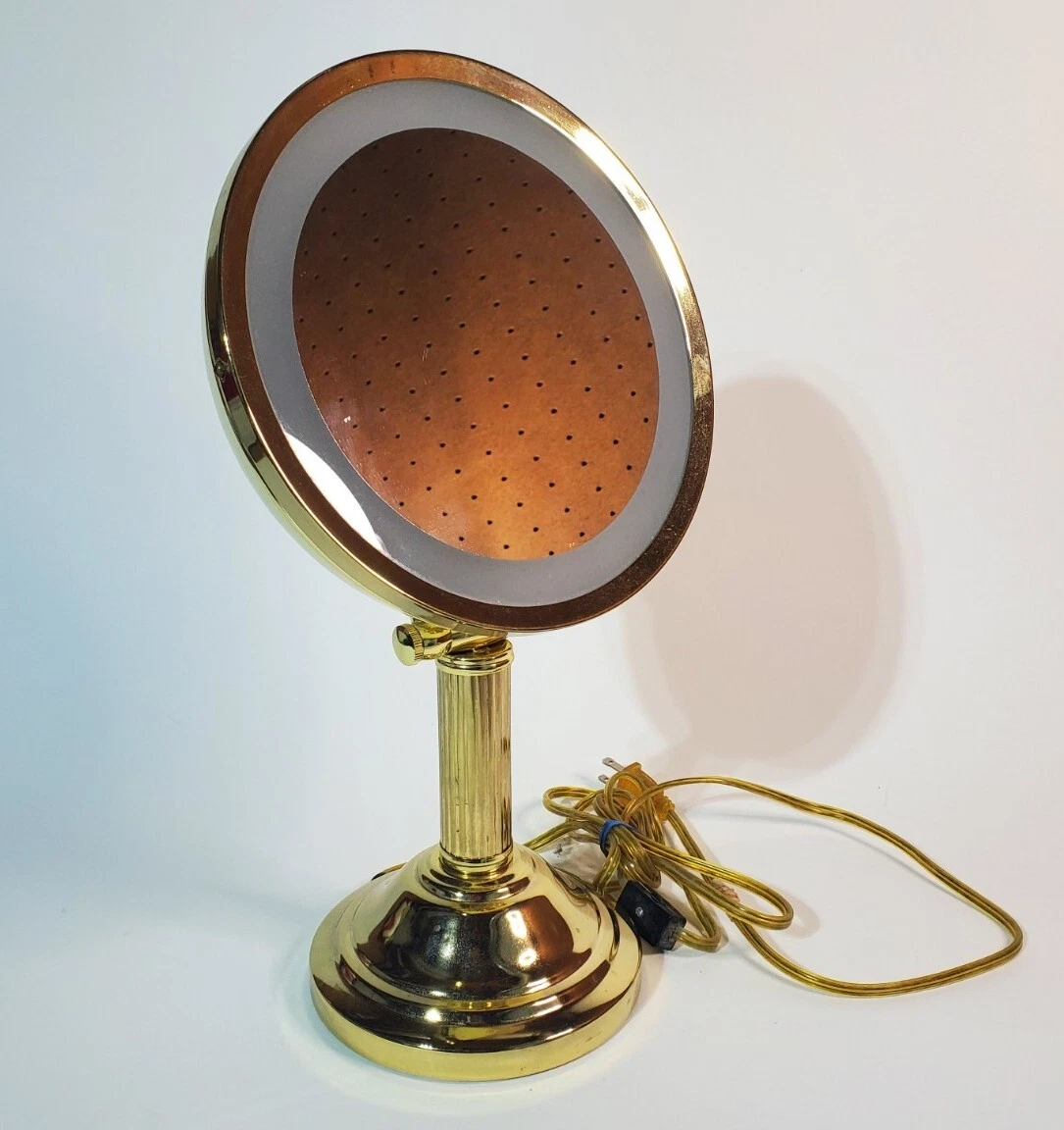 Vintage Lighted Magnifying Makeup Vanity Mirror Ornate Brass Gold heavy Duty