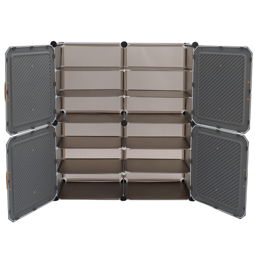 Plastic Shoes Rack With Door Corner Storage Shelf Organiser Box Cabinet Home - Picture 24 of 30