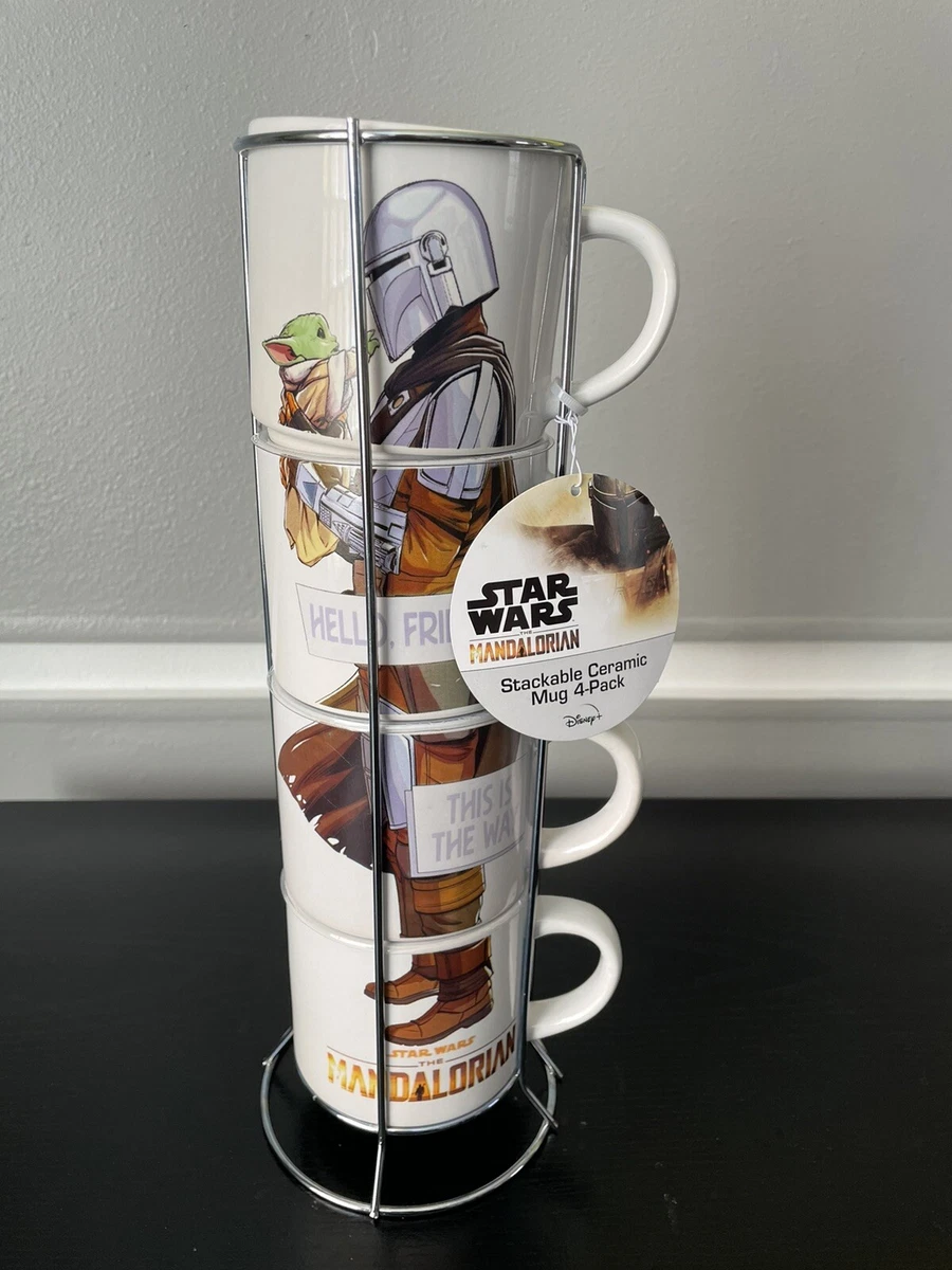 Disney Star Wars The Mandalorian 4 Stackable Ceramic Mug Set with Tower-  NEW!!!