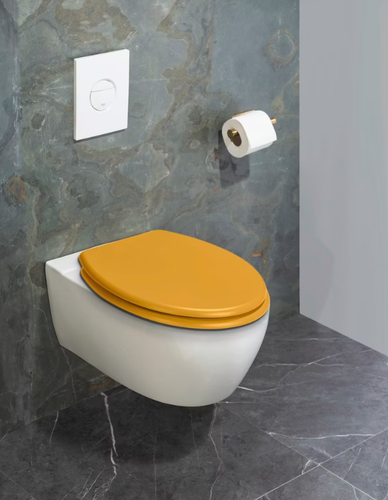 Toilettendeckel Toilettensitz WC Sitz mit Absenkautomatik, Hochwertig Amina Gelb - Bild 2 von 8