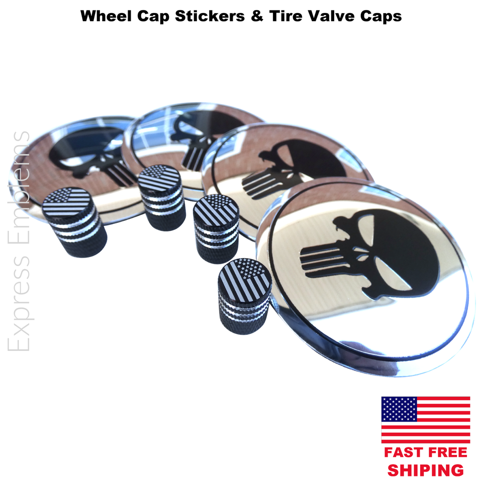 Universal Wheel Center Caps Punisher Wheel Center Cap Decals (2.2 - Foto 4