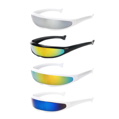 4x Funny Futuristic  Mirror Alien Sunglasses Monoblock Shield Glasses