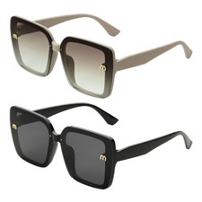 2pcs Sunglasses for Women Men, PC Fashion Sunglasses, Black  Khaki