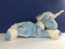 Pastel Baby blue Chad Valley silver white Plush Unicorn Soft Toy Horse RARE
