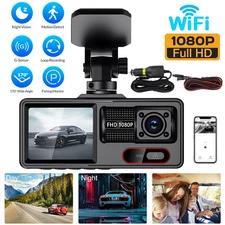 4K Dual Lens Car DVR Camera Dash Cam Front/Rear/Inside Video Recorder G-Sensor