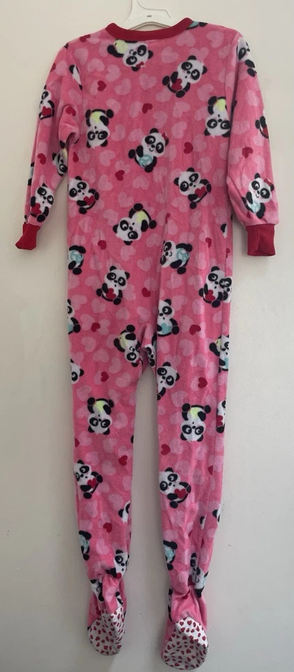 Circo Kid Girl 1-Piece Cute Panda Cozy Fleece Footie Long Sleeve PJs Pink Red XS - Image 4 of 4