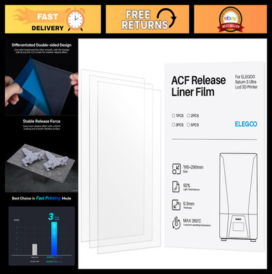 3 PCS ACF Release Liner Film for Saturn 3 Ultra Resin 3D Printer - 290mm x 195mm