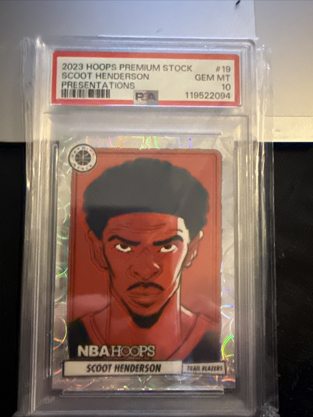 2023-2024 HOOPS Premium Stock Scoot Henderson Presentations Case Hit PSA 10