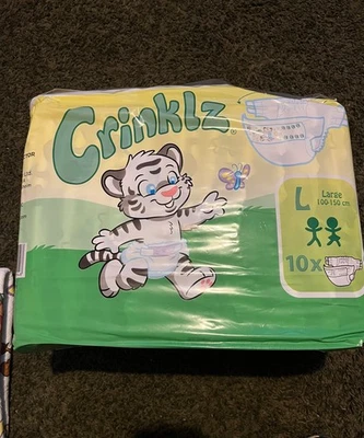 1 Single Vintage Crinklz adult baby diaper nappy orgional print circa 2014 ABDL