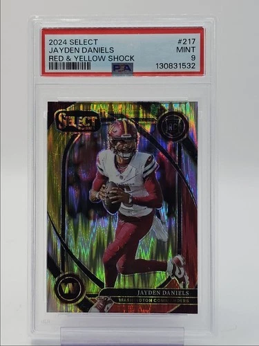 JAYDEN DANIELS 2024 SELECT CLUB LEVEL ROOKIE RED YELLOW SHOCK B RC PSA 9 Q2010