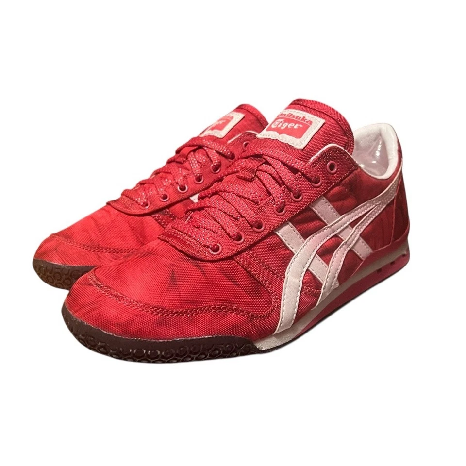 Tênis Onitsuka Tiger México 66 vermelho/rosa branco tie-dye náilon atlético tamanho 8.5 - Imagem 4 de 4