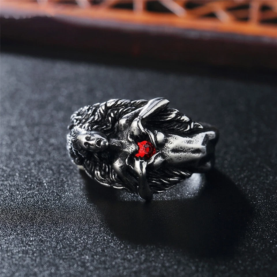 Hombres Mujeres Anillos Góticos Oscuros De Colección Rojo Amor Circonita Cúbica Abre Tu Corazón Regalo Foto 3 de 4