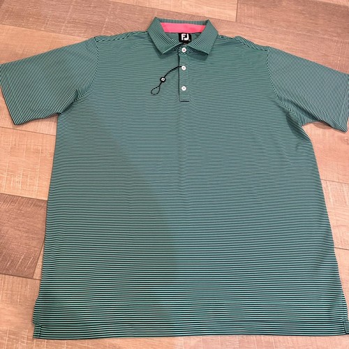 FOOTJOY FJ HERREN GOLF POLOSHIRT GRÜN GESTREIFT NEU XL - Bild 2 von 9