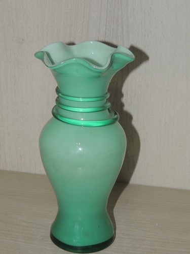 Murano Glass Vintage Vase-Pot,Green Flower Design - Picture 7 of 11