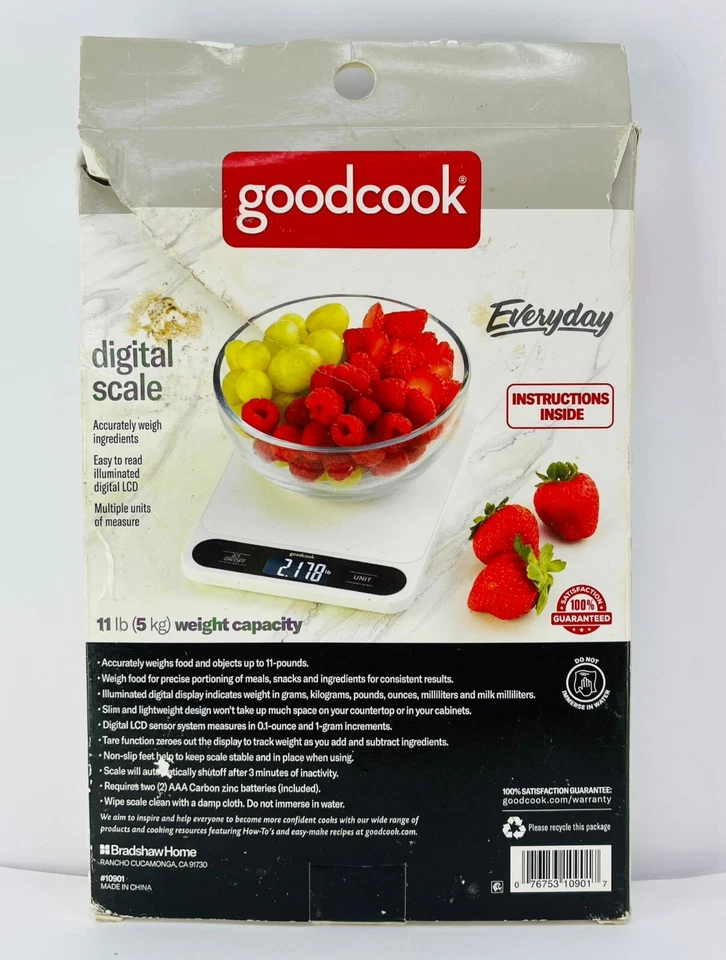 Цифровые пищевые весы GoodCook с жидкокристаллическим дисплеем черные портативные емкость 11 фунтов - Изображение 2 из 4
