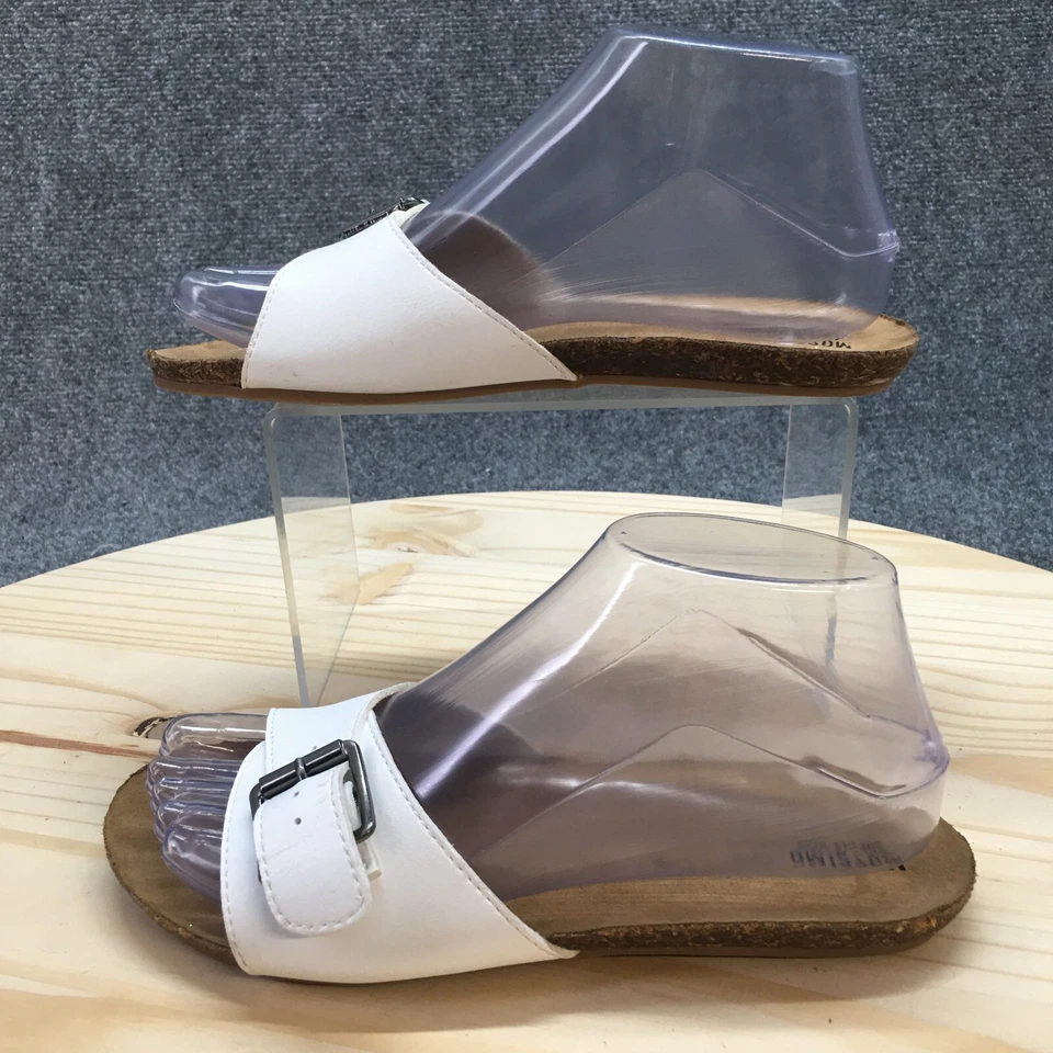 Mossimo Supply Co Sandals Womens 6 Slide Flats Slip On White Faux Leather Cork - Image 2 of 4