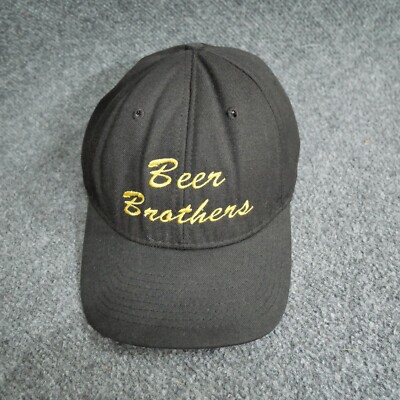Vintage Beer Brothers Hat Cap Adult Mens Fitted 7 5/8 Black Delong Alcohol 80s