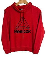 Reebok Hoodie Womens Small Red Jacket Fleece No Pocket Slit Side Pull Over