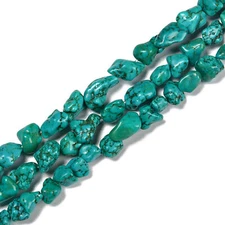 Dark Green Turquoise Nugget Chunk Beads Size 8-10mm 15.5'' Strand (8-10mm)
