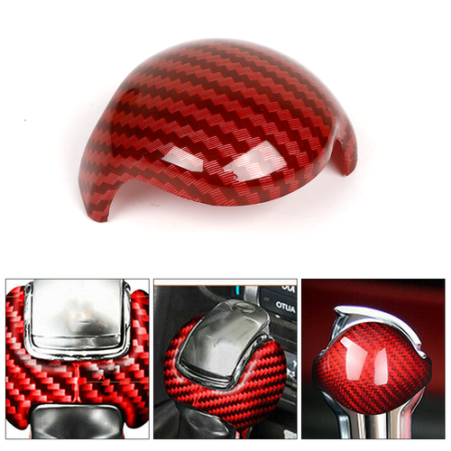 Cubierta de perilla de cambio de marchas interior de fibra de carbono roja 2 piezas para Ford Mustang 15-23 - Imagen 2 de 8